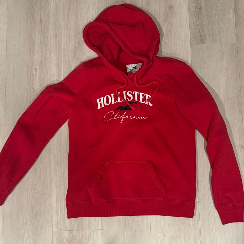 Hollister Men's Vibrant Red Hoodie